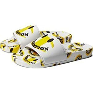BNWT - NIB CHAMPION smiley face slippers (8) bright white / canary yellow